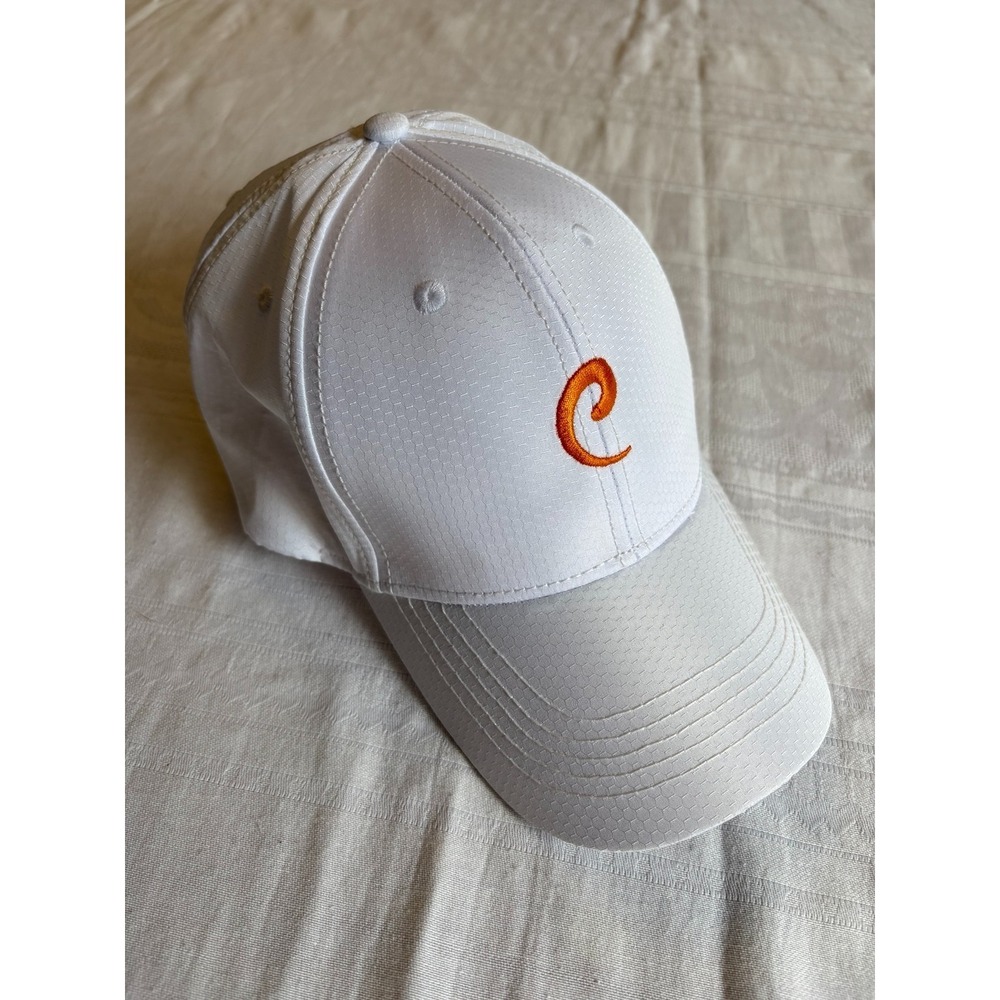 Pier 27 Beach Life White Adjustable Hat Orange C Logo Polyester Baseball Cap